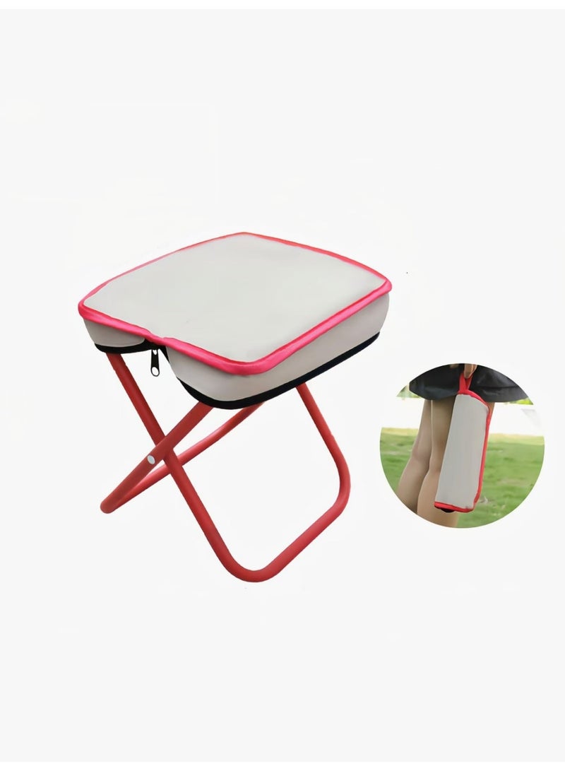 Valiant Glow Portable folding camping stool | Lightweight zippered mini camping stool | Carbon steel portable folding chair with storage bag | Suitable for camping and outdoor activities | Lightweight carbon steel folding stool - Image 1